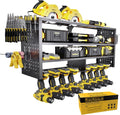 Large Power Tool Organizer Wall Mount, 4 Layer Garage Storage Cordless Tool Organizer with 8 Drills Holder, Heavy Duty Premium Metal Load 400 lbs, Ideal Garage Organization Gifts for Men