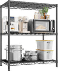 Storage Shelves Adjustable Wire Shelving Metal Wire Rack Shelving Unit Storage Shelf for Kitchen Laundry Room Pantry Closet Bathroom 24" W x 30" H x 14" D Black