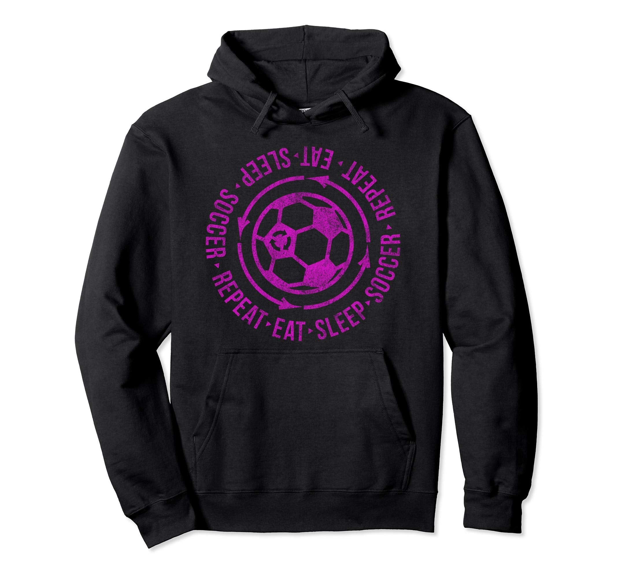 Soccer Player Gift Eat Sleep Repeat Hoodie - Minimalist Print for Adults