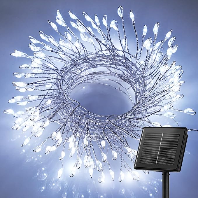 Brightown Solar String Lights for Outside, 19.6Ft 240 LED Solar Fairy Lights for Outdoor Waterproof with 8 Modes for Patio Party Garden Yard Home, Pure White