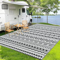 WILDROOTS 6x9 Feet Black and White Plastic Outdoor Rug, Stain Resistant Waterproof Reversible Outdoor Patio Rug, Fade Resistant Camping Rug