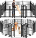 Dog Playpen Outdoor 12 Panels Heavy Duty Dog Fence 40" Height with Thick Pipe Anti-Rust with Doors Portable for RV Camping Yard, Total 27FT, 57 Sq.ft, Snowy Black