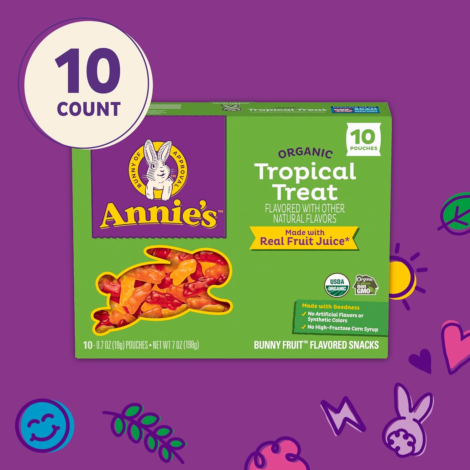 Annie's Homegrown - Organic Tropical Fruit Snacks, 10x0.7 oz (Pack of 8)