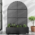 Casaphoria Metal Raised Garden Bed with Trellis and Wheels, 72"x47"x16" Arched Planter Box for Climbing Plants, Vegetables & Vines, Features Drainage Holes and Privacy Screen (Black-Parallel)