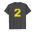 Number 2 Two Varsity Distressed Sport Team T-Shirt - Unique Graphic Unisex