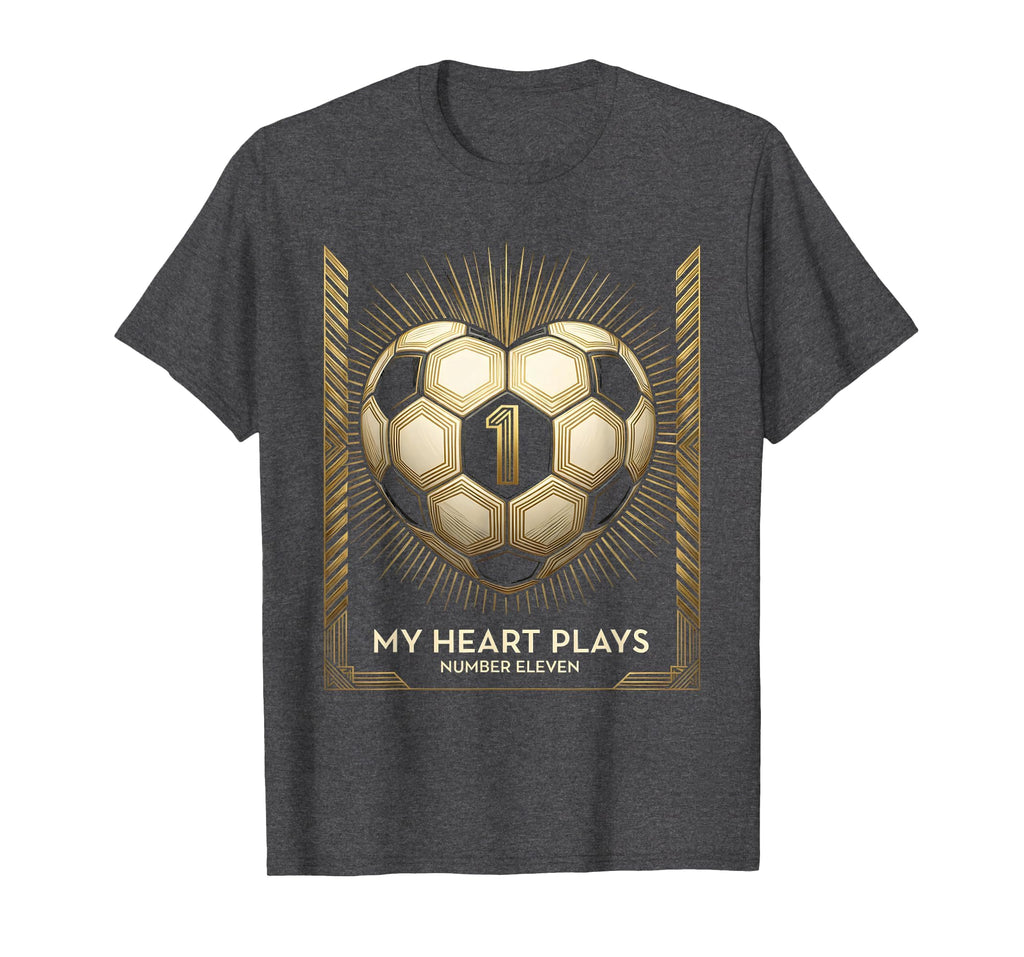 My Heart Plays Number Eleven Soccer T-Shirt - Novelty Apparel for Adults