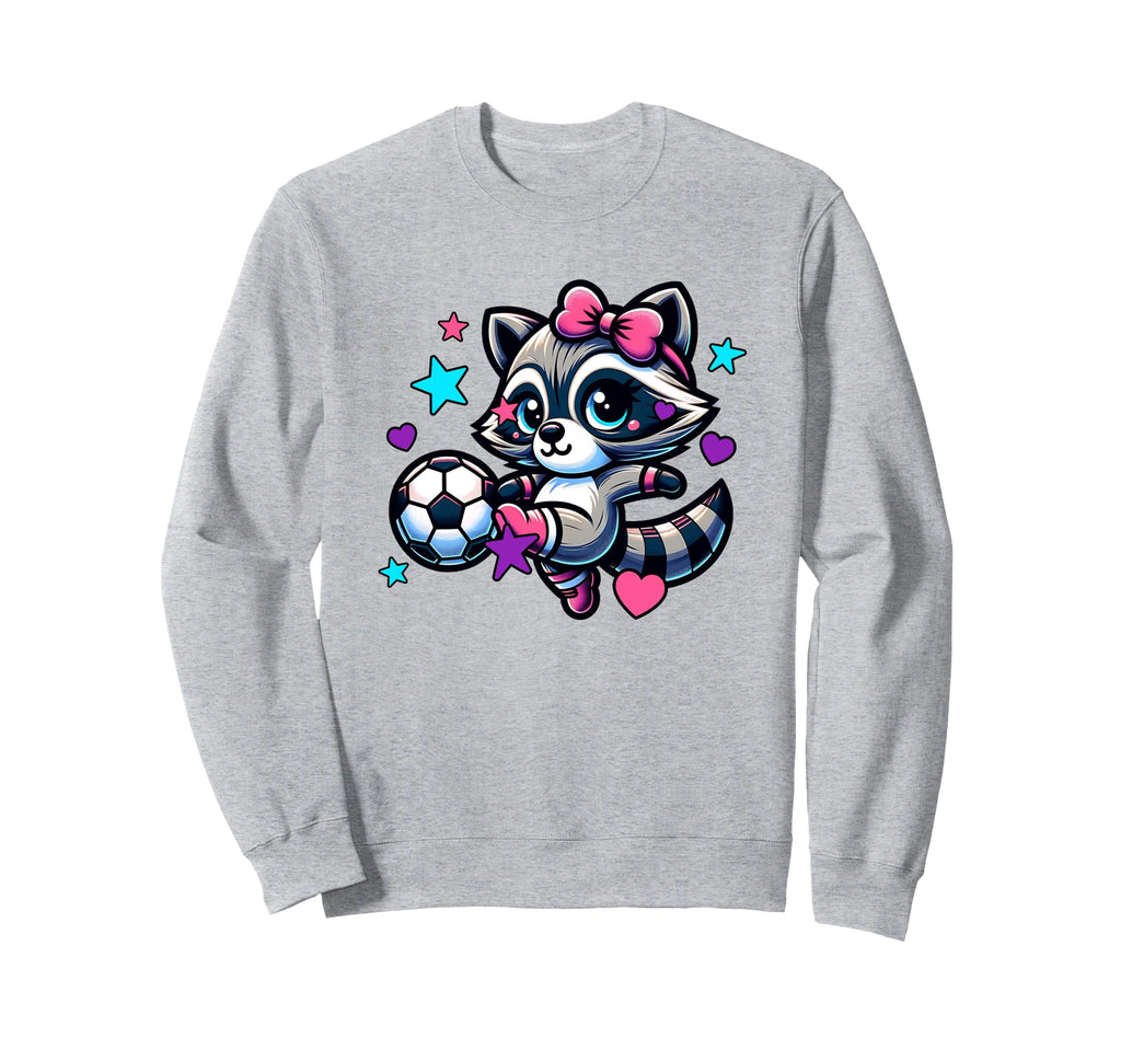 Soccer Raccoon Coquette Bow Trendy Sweatshirt - Streetwear Style Men Women