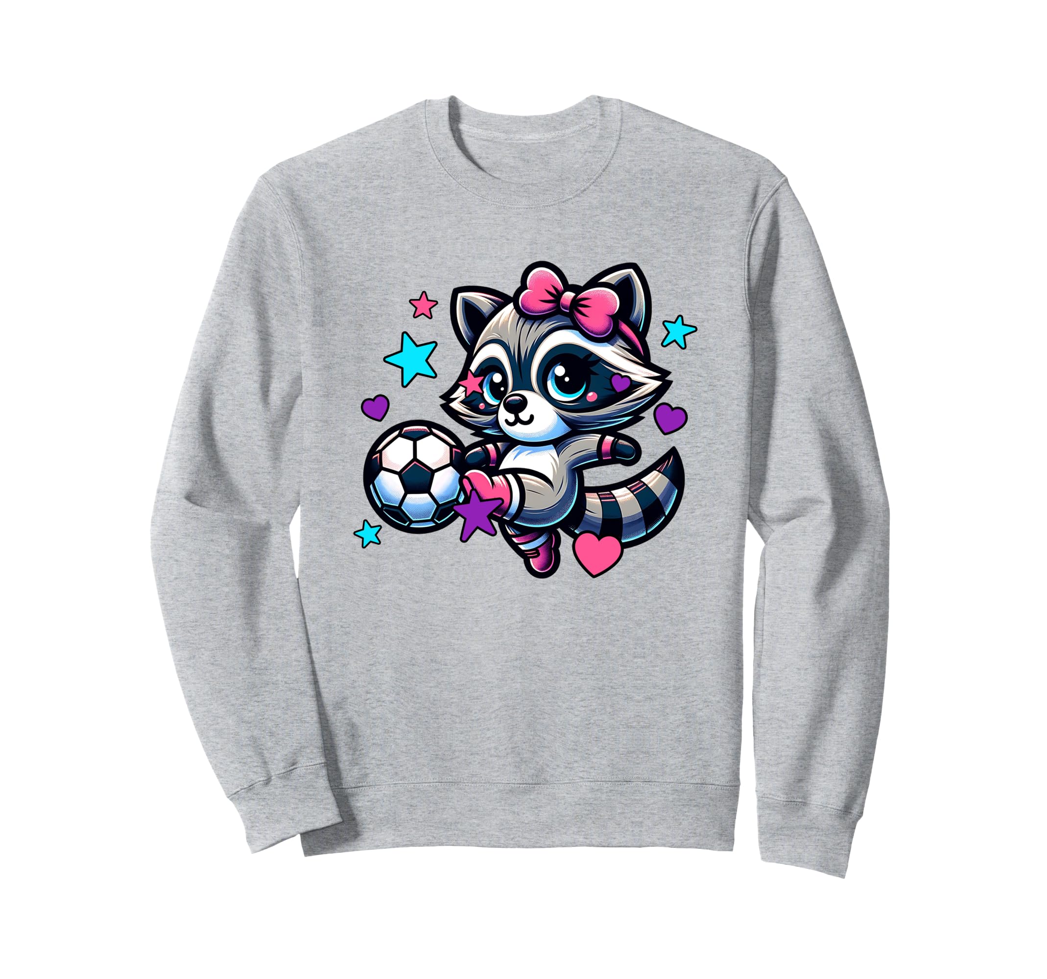 Soccer Raccoon Coquette Bow Trendy Sweatshirt - Streetwear Style Men Women