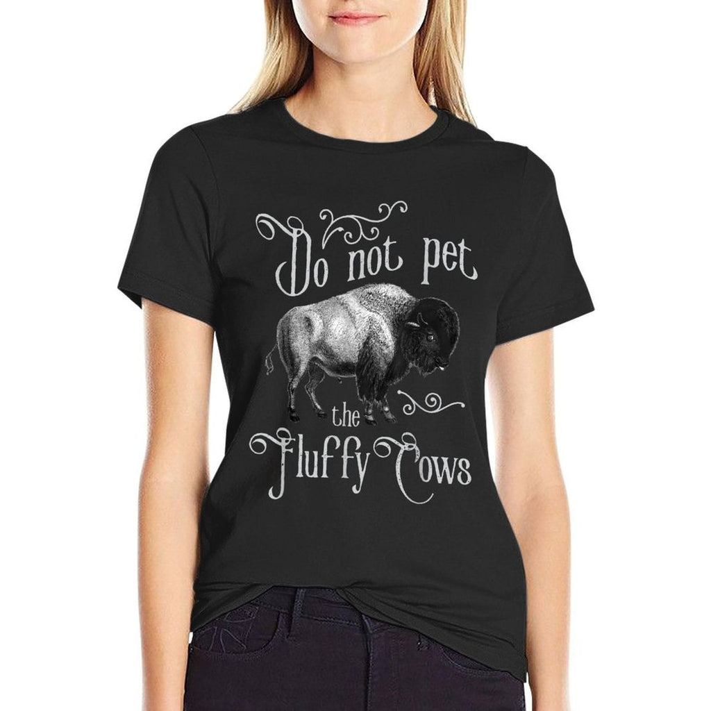 Do Not Pet The Fluffy Cows - Bison Buffalo Lover Wildlife  Rolled Sleeves T-Shirt