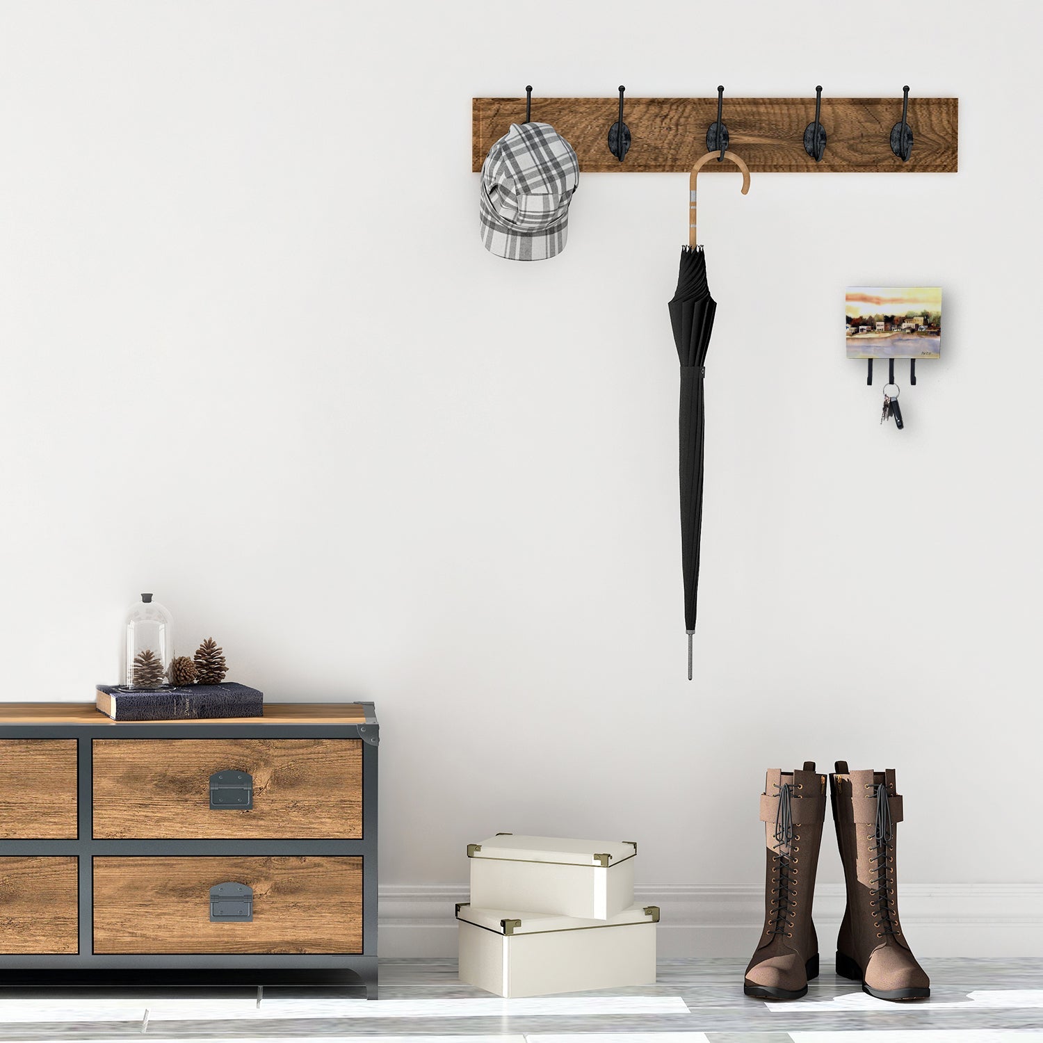 The Pass Leash or Key Holder Wall Hooks, Coat Rack Wall Mount, for Hanging Keys, Towels, Aprons, Leashes