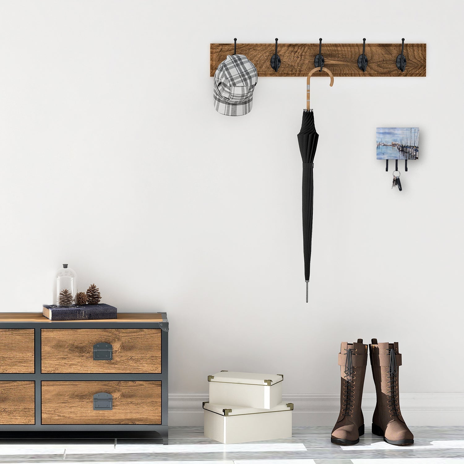 The Warf Leash or Key Holder Wall Hooks, Coat Rack Wall Mount, for Hanging Keys, Towels, Aprons, Leashes