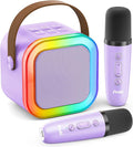 Mini Karaoke Machine for Kids Adults, Kids Toys Karaoke Microphone Singing Speaker, Karaoke Player with 2 Wireless Mic Party, Birthday Gifts for Girls Ages 4, 5, 6, 7, 8, 9, 10, 12+ Years Old(Purple)