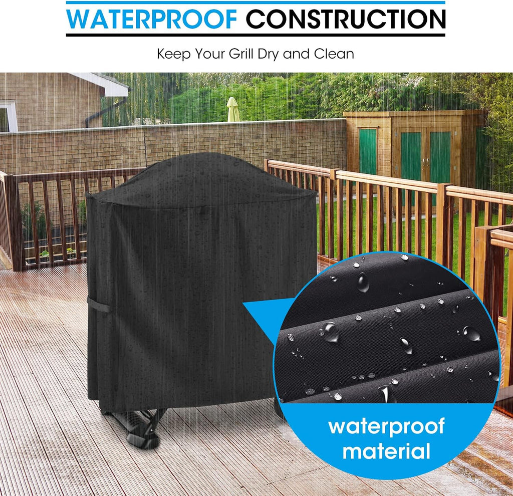 Unicook Grill Cover for Weber Q 100/1000 Q 200/2000 Grills with Q Portable Cart, Compared to Weber 7113, Heavy Duty Waterproof Full Length BBQ Cover, Outdoor Fade Resistant Material, Black