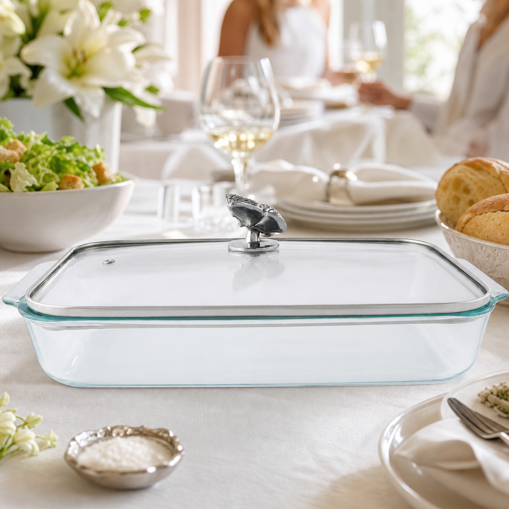 Butterfly Lid with Pyrex 3 quart Baking Dish