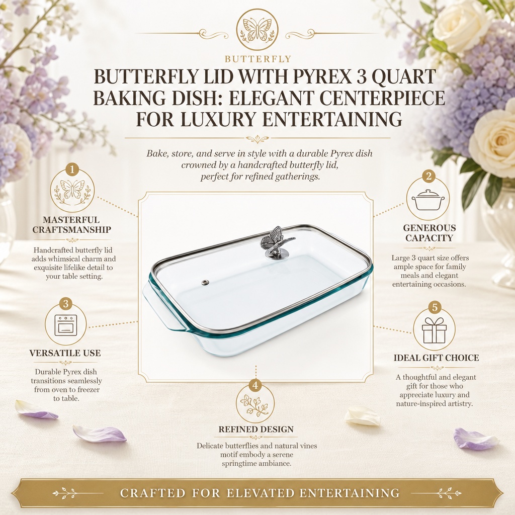 Butterfly Lid with Pyrex 3 quart Baking Dish
