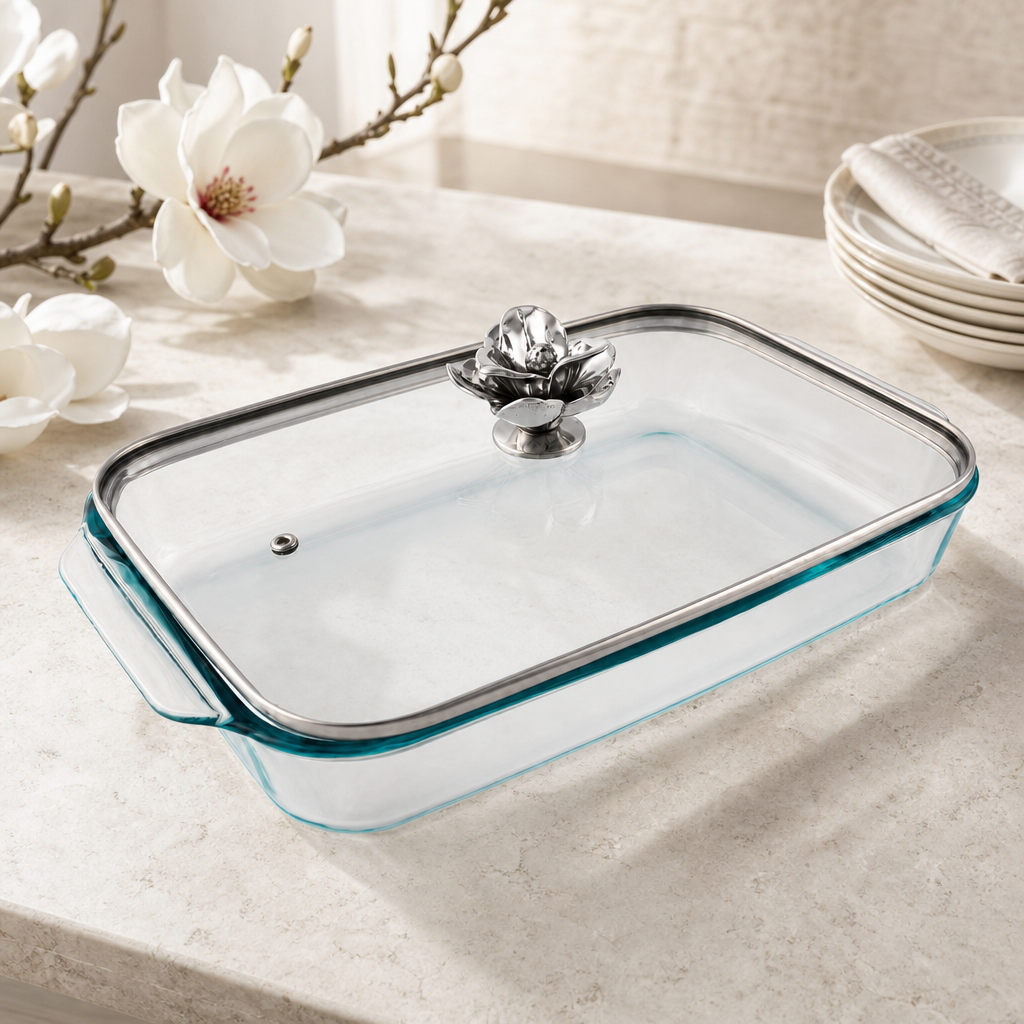 Magnolia Lid with Pyrex 3 quart Baking Dish