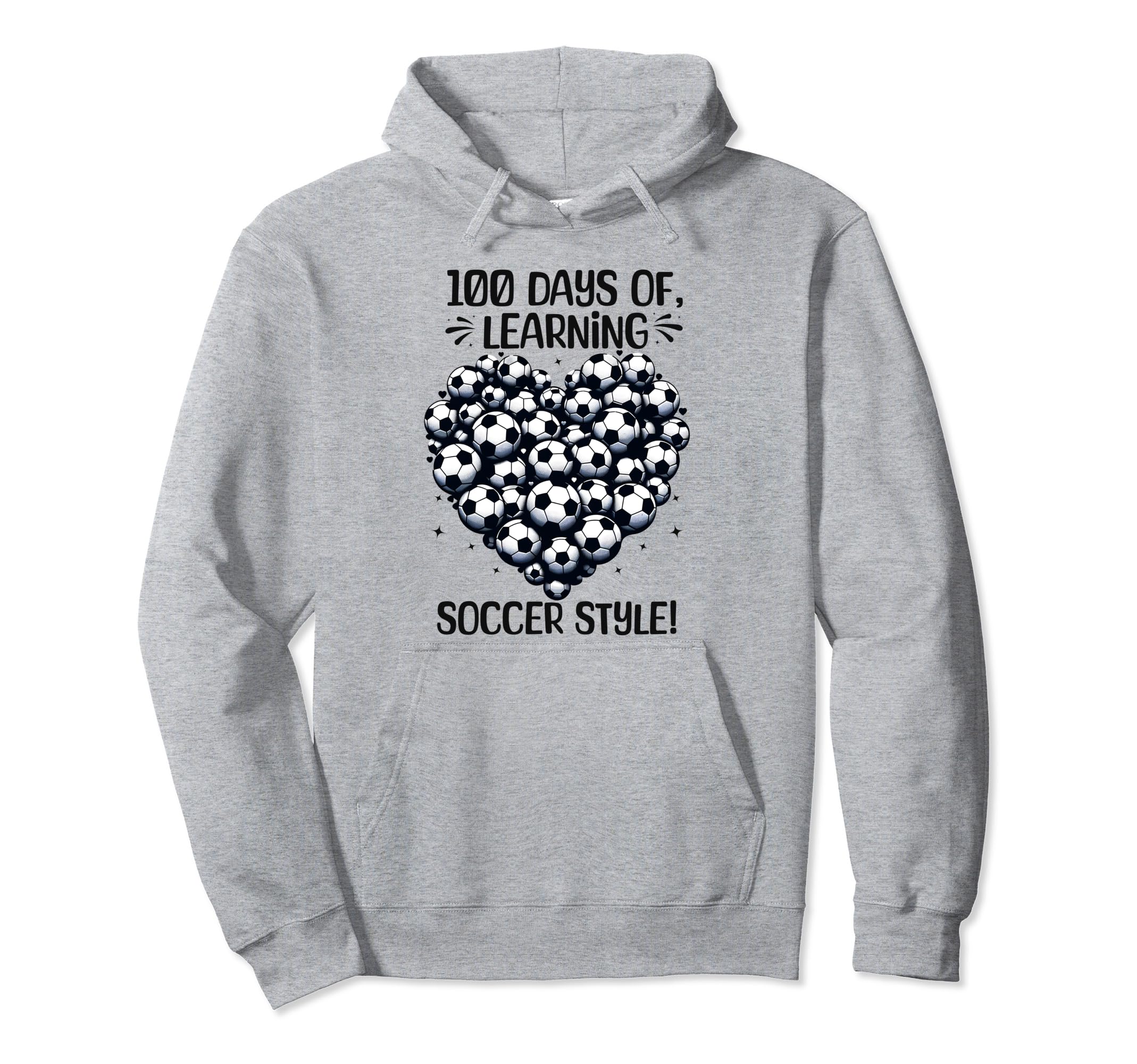100 Days School Soccer Heart Love 100Th Hoodie - Fun Novelty Design Unisex