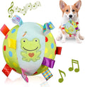 Dog Squeaky Plush Toy with Straps, 6-Inch Soft Stuffed Ball with Cotton Material and Bell Built-in, Pet Interactive Fetch Toy for Small to Large Dog