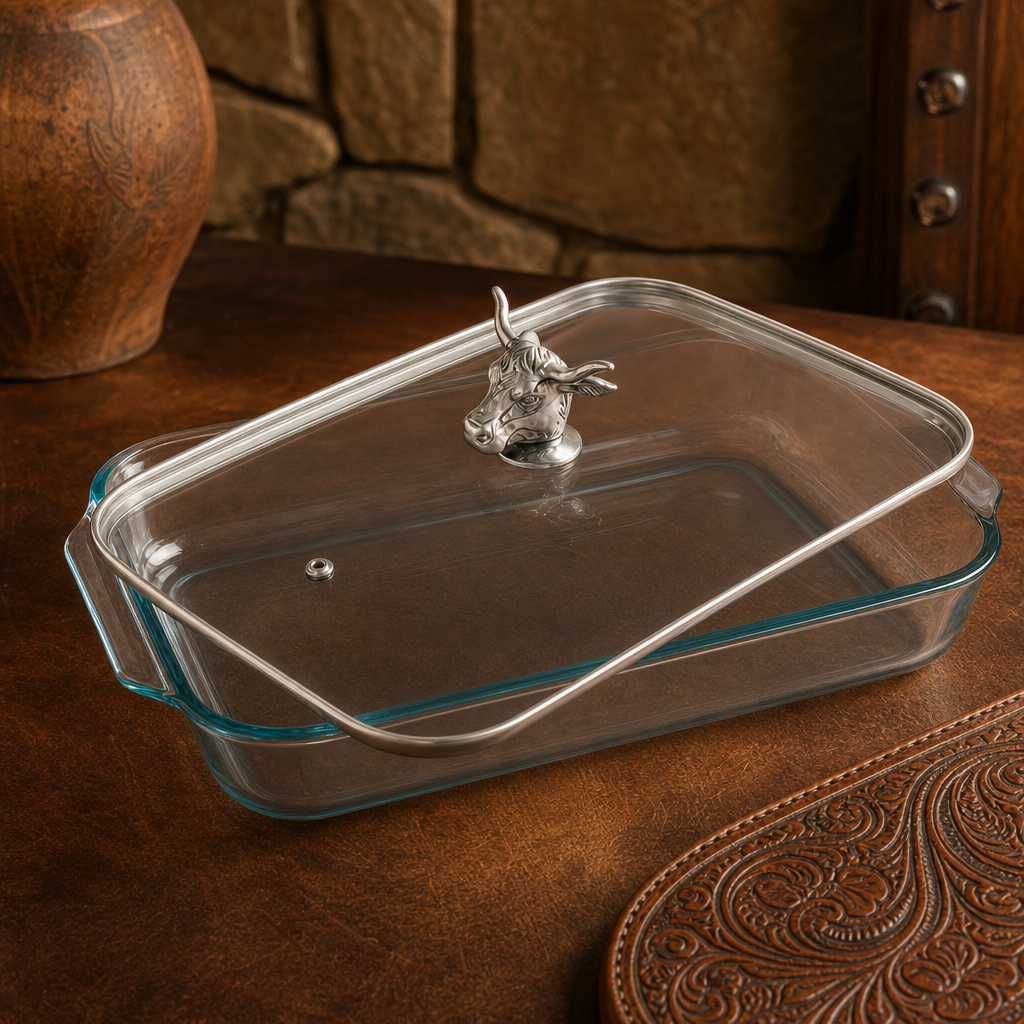 Bull / Steer Lid with Pyrex 3 quart Baking Dish