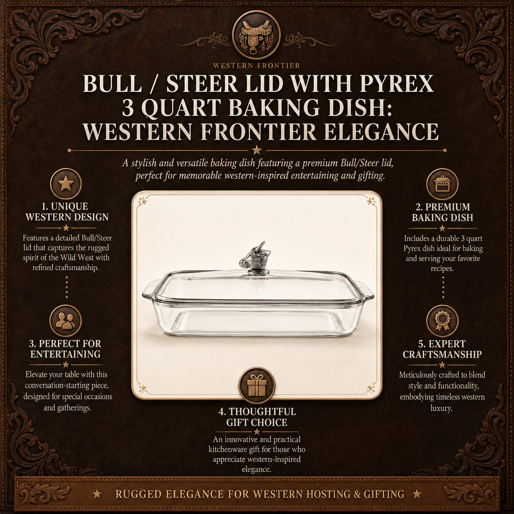 Bull / Steer Lid with Pyrex 3 quart Baking Dish