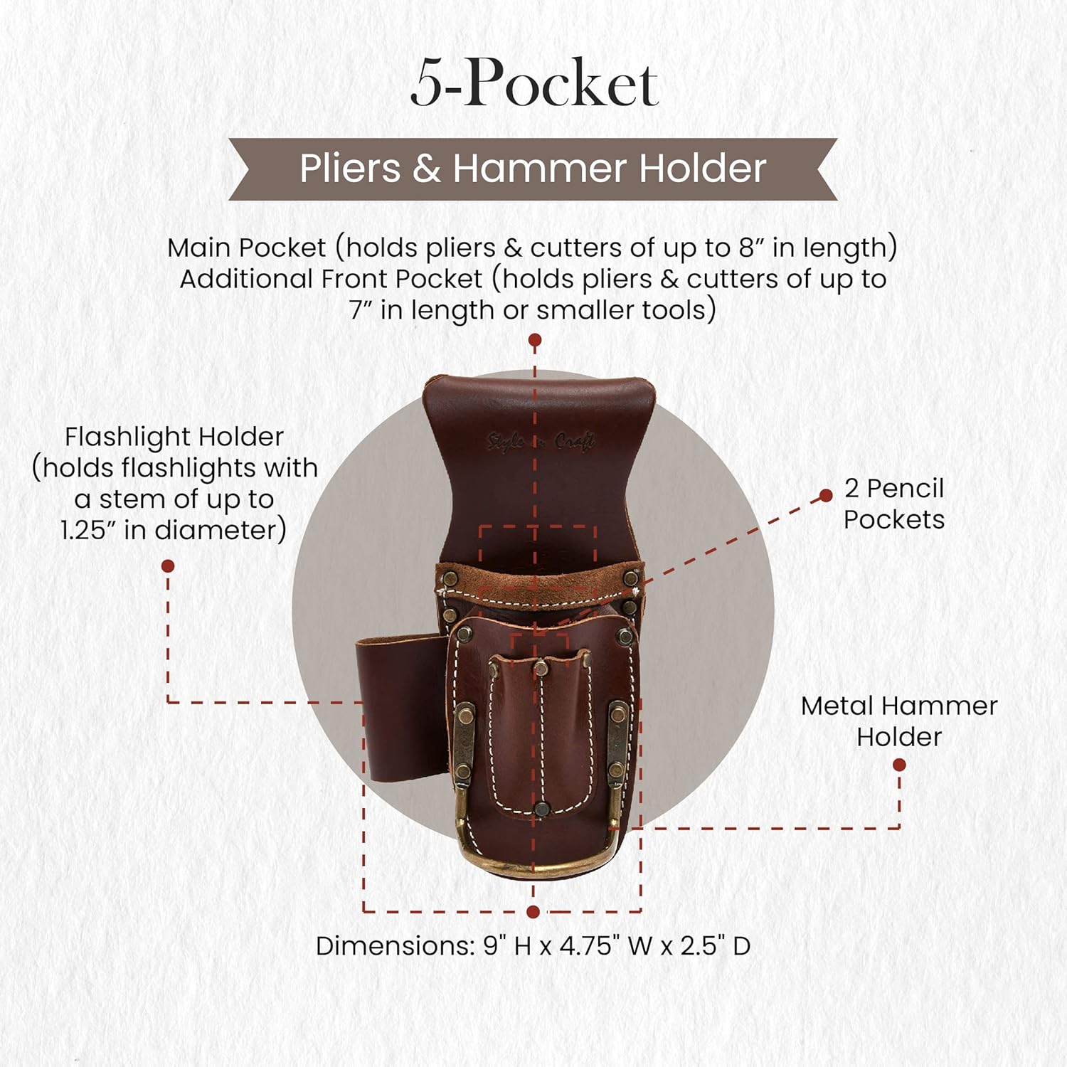 Style n Craft 9-Pocket Carpenter’s Nail and Tool Pouch