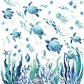 decalmile Under The Sea Seaweed Wall Decals Sea Turtle Ocean Grass Jellyfish Wall Stickers Baby Nursery Bedroom Bathroom Wall Decor