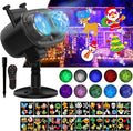 Slide Show Outdoor Holiday Projector, 2 in 1 Water Wave Outside Projector Lights Halloween Christmas, St. Patrick's Day Decoration, Eid Mubarak Kareem Festival Decorations, Easter Decorations