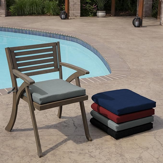 Arden Selections Rocking Chair Cushion, 19 x 18, Rain-Proof, Fade Resistant, Cushions for Rocking and Outdoor Chairs 19 x 18, Stone Grey Leala (Pack of 4)