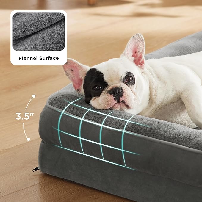 Bedsure L Plus Orthopedic Dog Bed for Large Dogs - Washable Dog Cat Bed Waterproof, L Plus Big Comfort Dogs Couch Sofa with Washable Removable Cover, Pet Bed with Nonskid Bottom, Grey, 38"