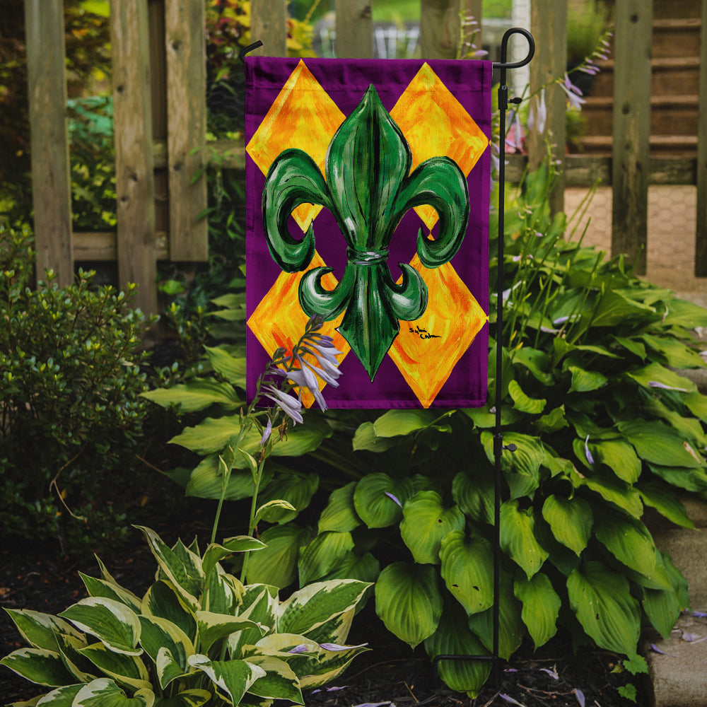 Mardi Gras Fleur de lis Purple Green and Gold Garden Flag Mailbox Decorative Yard Banner Outside Patio Artwork for Flower Beds, Garden Size, Multicolor