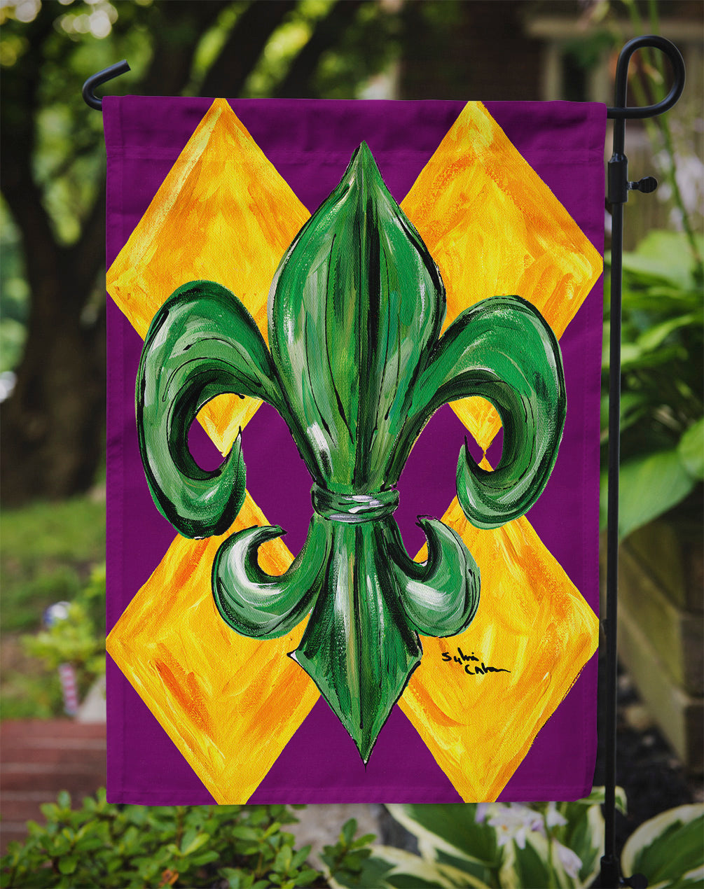 Mardi Gras Fleur de lis Purple Green and Gold Garden Flag Mailbox Decorative Yard Banner Outside Patio Artwork for Flower Beds, Garden Size, Multicolor