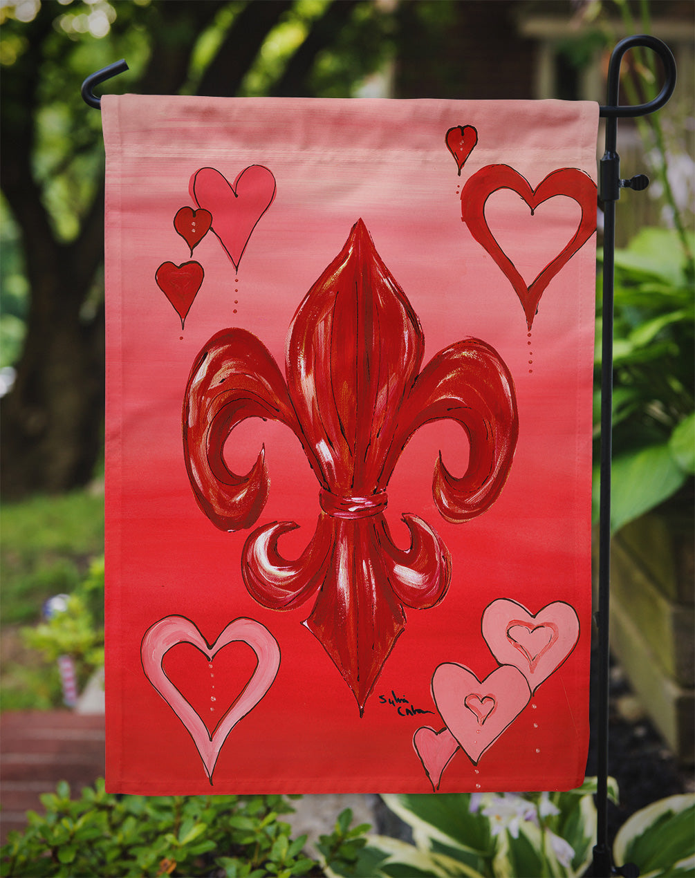 Valentine's Day Fleur de lis Garden Flag Mailbox Decorative Yard Banner Outside Patio Artwork for Flower Beds, Garden Size, Multicolor