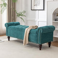 58’’ Storage Bench for Bedroom, Upholstered Button-Tufted Ottoman with Solid Wood Legs, Queen Size End of Bed Shoe Cabinet, Window Seat Foot Rest Stool for Entryway, Living Room (Teal)