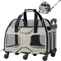 Katziela Pet Carrier - Airline Compliant Dog Carrier - TSA Approved Pet Carrier for Small Dogs and Cats - Soft FAA Travel Airplane Dog Carrier Luggage (Grey/Brown-Pro)