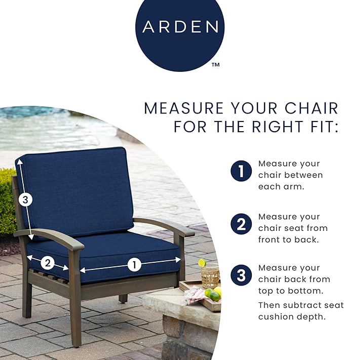 Arden Indoor/Outdoor Foam Seat Pad, 2 Pack, 17 x 16, Patio Cushion, Water Repellent, Fade Resistant, Foam Cushion Sapphire Aurora Blue Damask