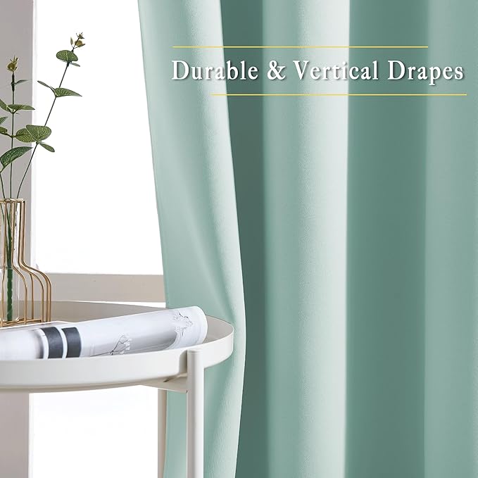 NICETOWN Aqua Blue Room Darkening Curtains - Window Treatment Thermal Insulated Grommet Room Darkening Curtains/Drapes for Bedroom (2 Panels, W52 x L63, Aqua)