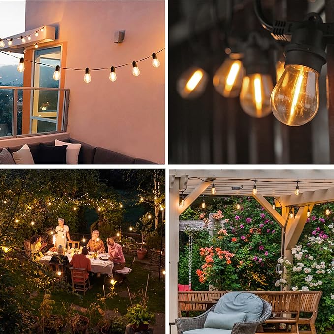S14 Replacement LED Light Bulbs, Shatterproof & Waterproof 1W S14 LED Bulbs, Outdoor String Lights , E26 Base Patio Edison LED Light Bulbs, Warm White 2200K Plastic 70ML Non-Dimmable 25 Pack