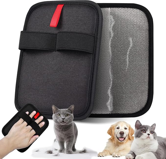 Pet Hair Remover, Electrostatic Pet Hair Removal Gloves-2-piece Set, Reusable Cat & Dog Hair Remover for Couch, Furniture, Carpet, Curtain, Upgraded Animal Fur Removal Tool