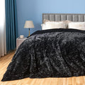 GONAAP Fuzzy Faux Fur Throw Blanket Queen Size Black Super Soft Cozy Plush Fuzzy Shaggy Blanket for Couch Sofa Bed (Black, Queen(90"x90"))