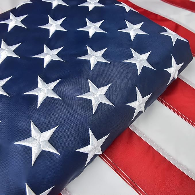 American Flag 10x15 FT, US Flag High Wind with Embroidered Stars, Sewn Stripes, Brass Grommets, Durable USA Flag Outdoor Outside
