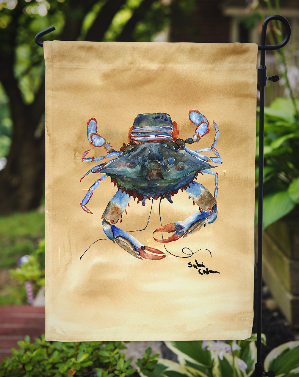 Female Blue Crab Sandy Beach Garden Flag Mailbox Decorative Yard Banner Outside Patio Artwork for Flower Beds, Garden Size, Multicolor