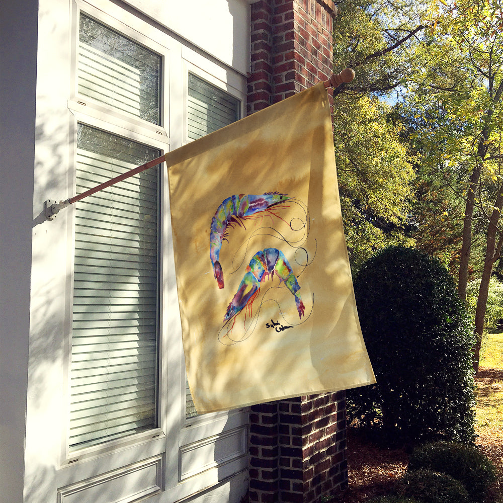 Shrimp Sandy Beach House Flag 28x40 Porch Sleeve Pole Decorative Outside Yard Banner Artwork Wall Hanging, Polyester