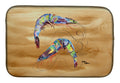 Shrimp Sandy Beach Dish Drying Mat Absorbent Dish Drying Mat Pad for Kitchen Counter Dish Drainer Mat for Countertop, 14 x 21", Multicolor