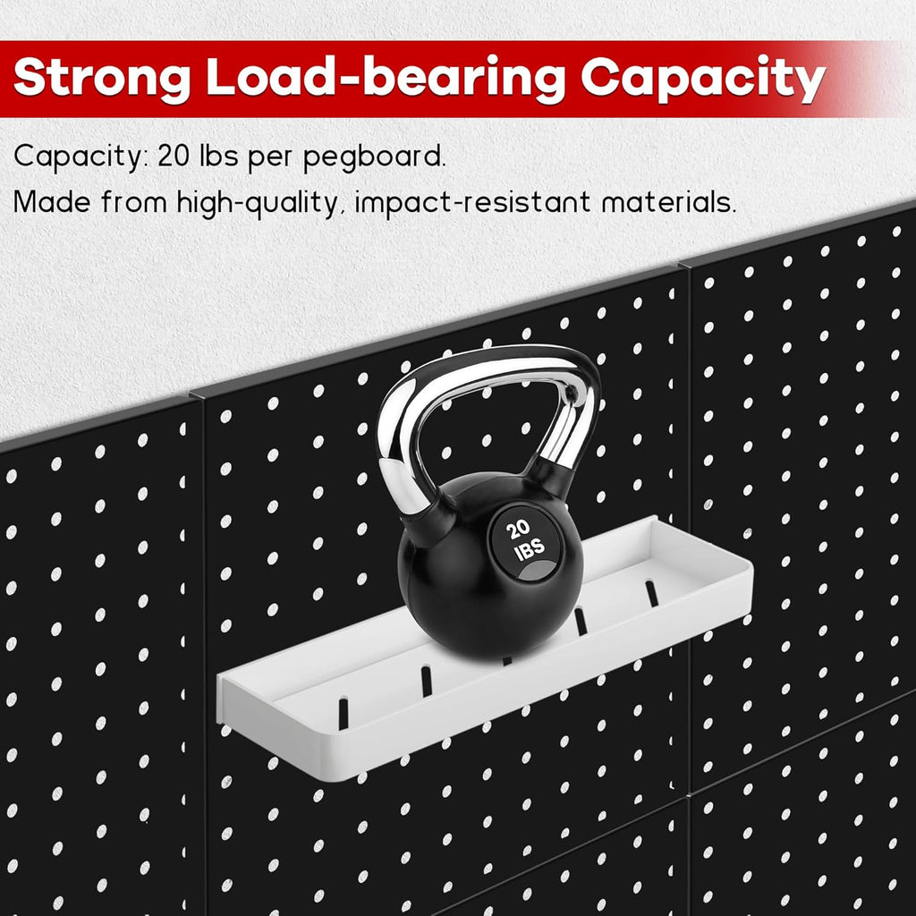 4 Pack Black Metal Pegboard Panels, Heavy Duty Steel Peg Boards Wall Organizer with Screw, Anchors and Washer Accessories for Garage, Tool Storage, Office Organization, Craft Room, Kitchen