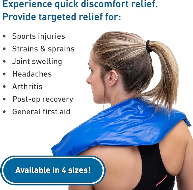 BodyMed Reusable Vinyl Ice Pack (2-Pack) for Knee, Arm, Elbow, Shoulder, Back - Professional Grade Cold Therapy for Injuries, Aches, Swelling, Bruises, Sprains - 12 in. x 7 in. (Half)