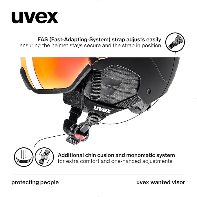 uvex Wanted Visor ski Helmet for Women & Men - Adjustable Helmet with Integrated Visor