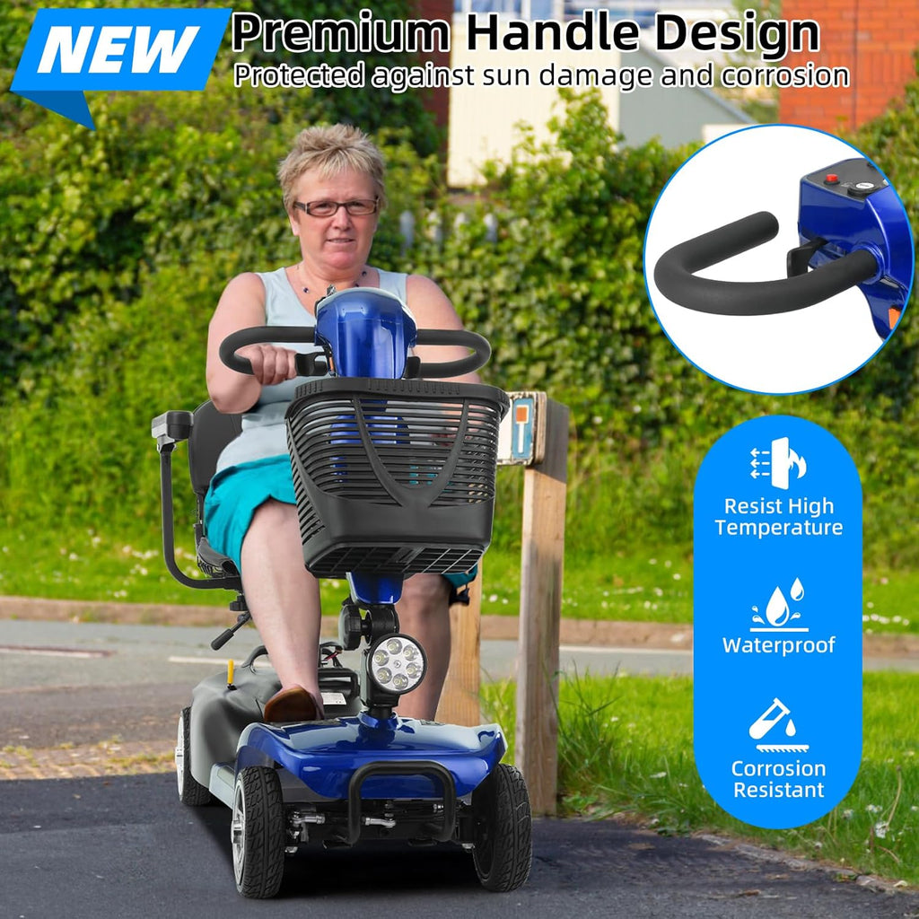 4 Wheels Mobility Scooter for Adults&Seniors Up to 300LBS, 350W Electric Powered Wheelchair Device with Extended Battery, Dual Baskets, Rotating Seat