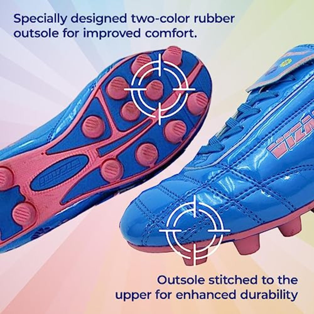Kids Blossom Firm Ground Soccer Cleats – Blue/Pink