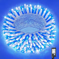 Vivideal 200 LED Christmas Lights Outdoor - 66ft Christmas String Lights 8 Modes Plug in Waterproof Fairy Lights with Timer Memory for Indoor Outside Bedroom Home Party Decoration, Blue&White