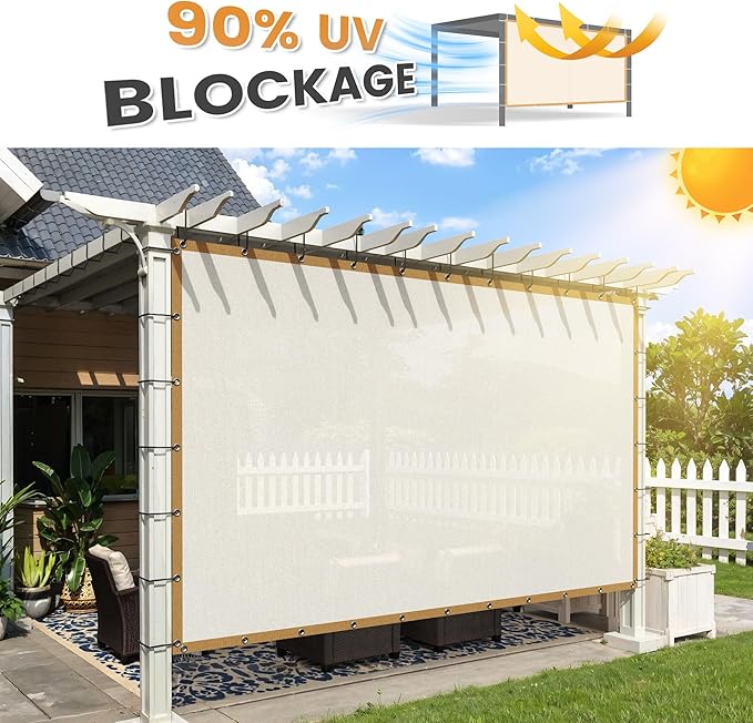 VICLLAX Shade Fabric Sun Shade Cloth with Every 2 FT Grommets for Patio Garden Pergola Cover Canopy 3x7 FT, Cream